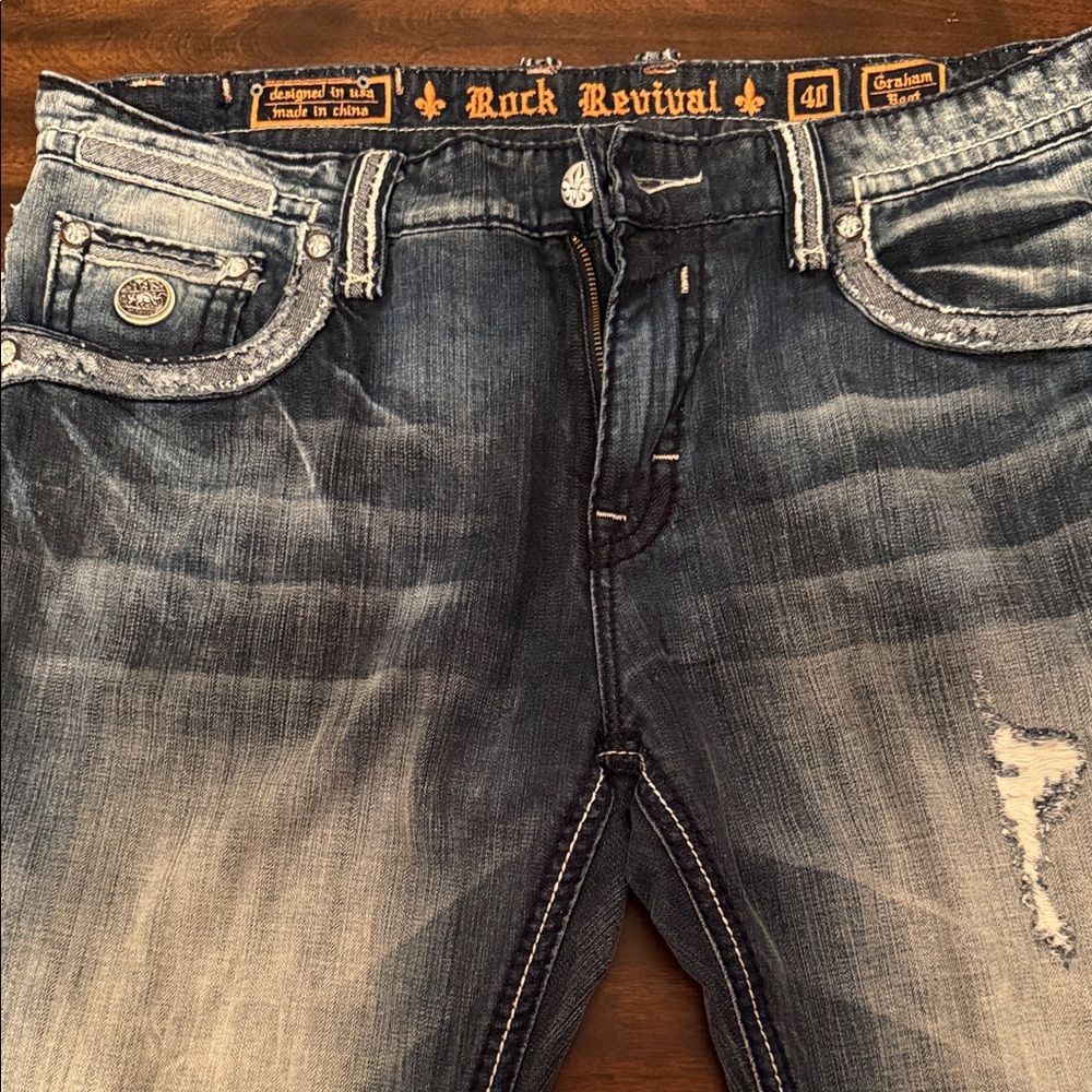 Rock Revival Men's Faded Blue Jeans